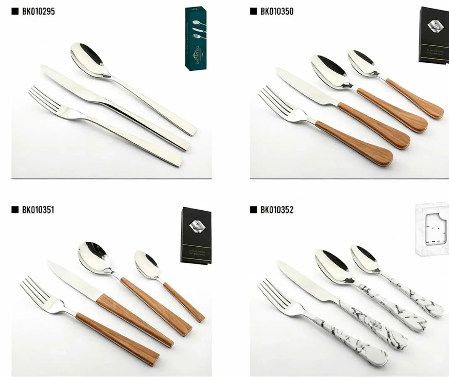 Cutlery Set — White & Silver Handle